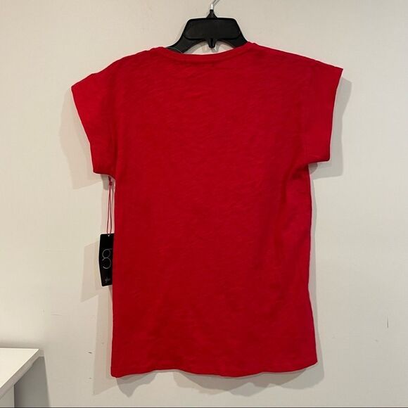 Gibson Basic Red V-Neck Cotton T-Shirt Shoulder Pocket - Picture 7 of 9
